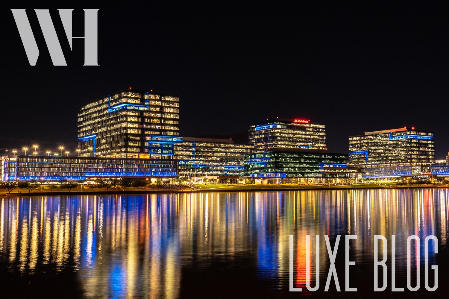 Photo of Tempe Town Lake. at night