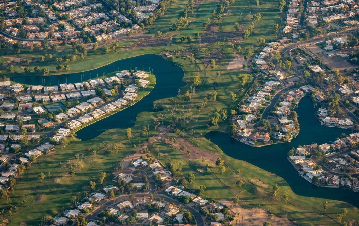 A drone view of Scottsdale, Arizona.