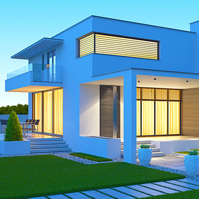 Photo of a modern, new home.