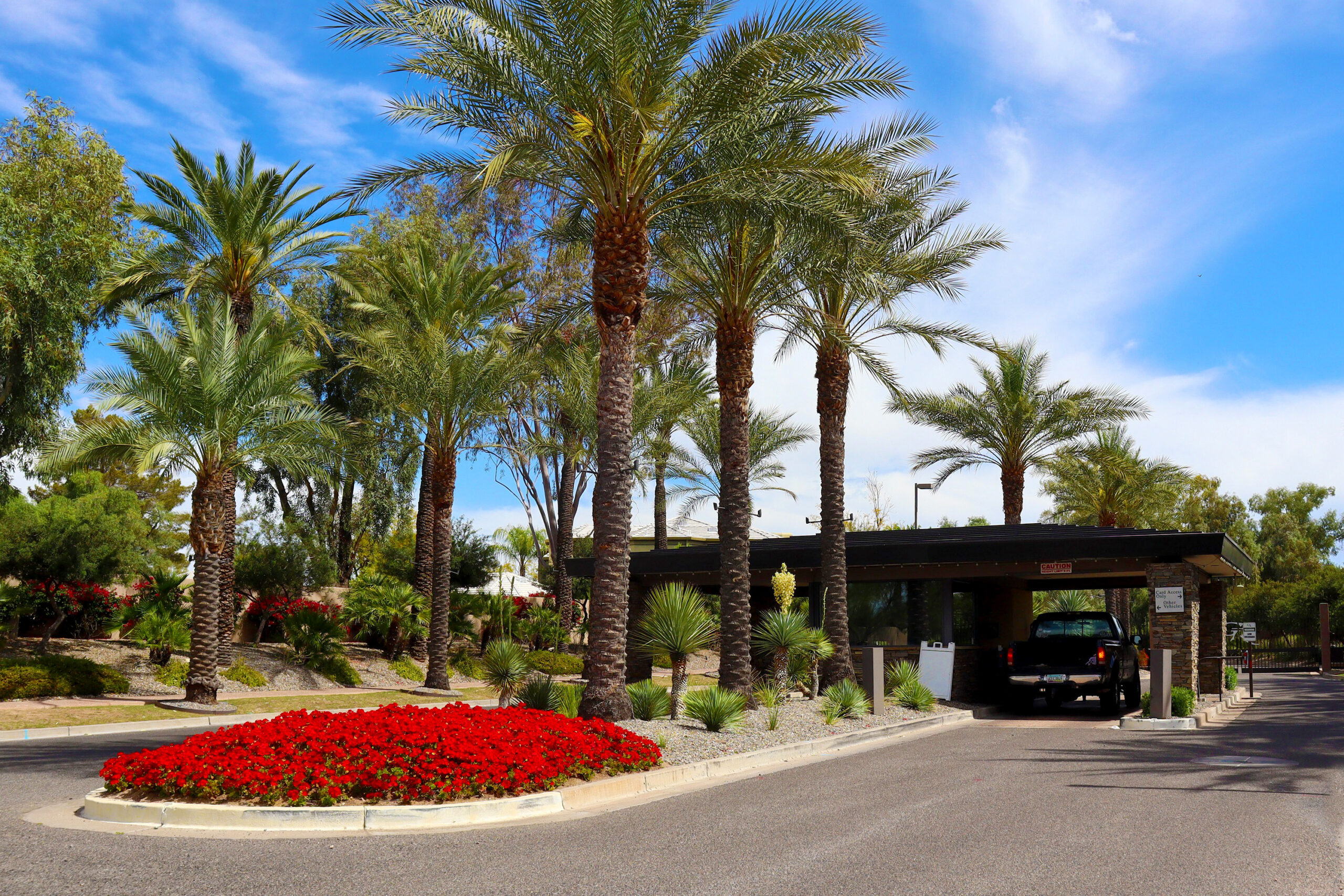 The guard-gated entry to Gainey Ranch in Scottsdale.