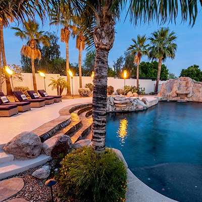 Resort backyard of a home in Greater Phoenix.