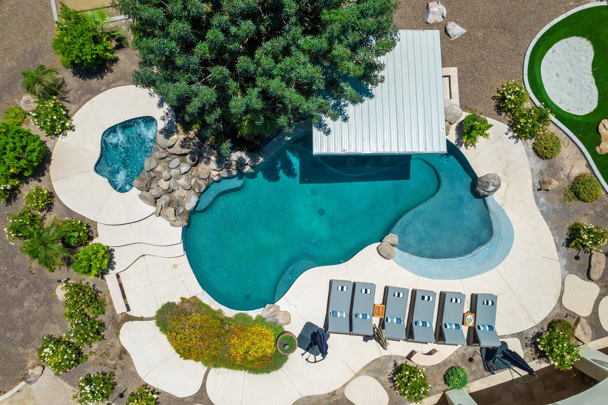 Ariel view of a house's pool in Scottsdale, Arizona