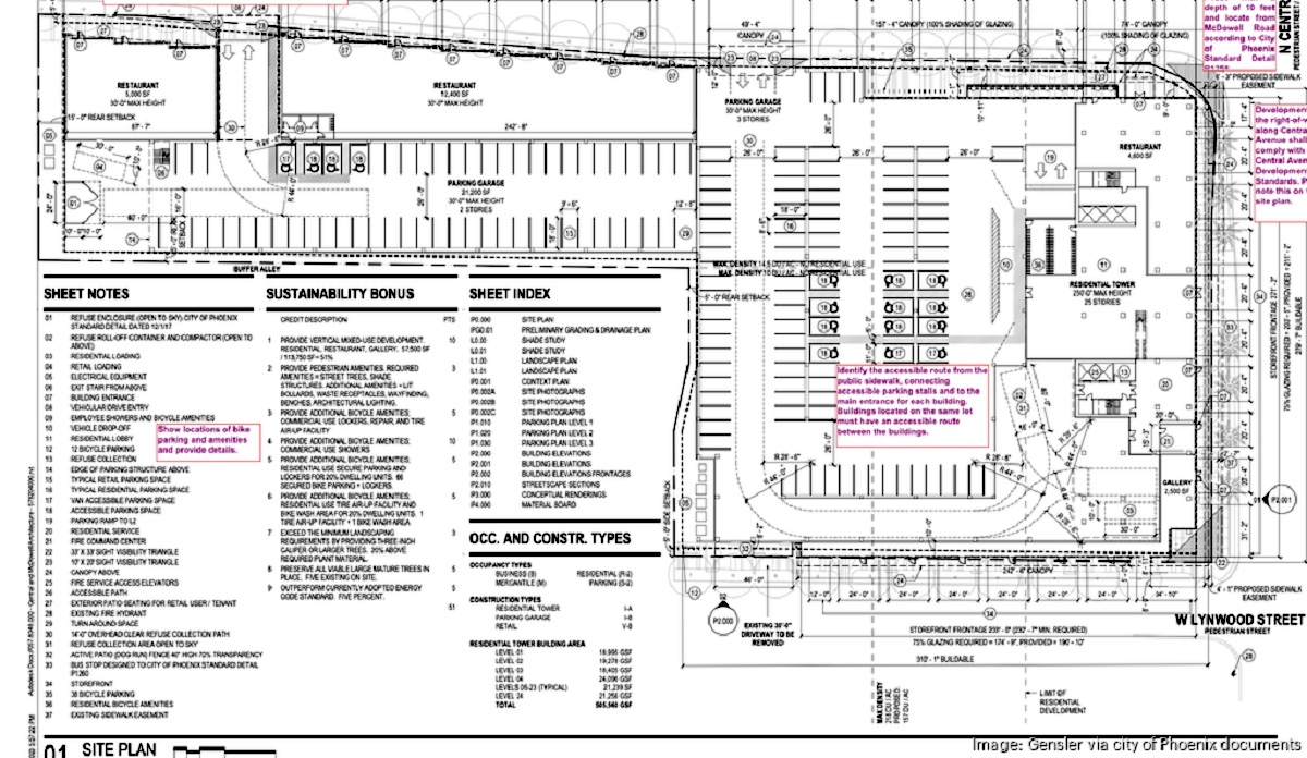 A site plan for a mixed-se development in Phoenix, Arizona by Aspirant Development.