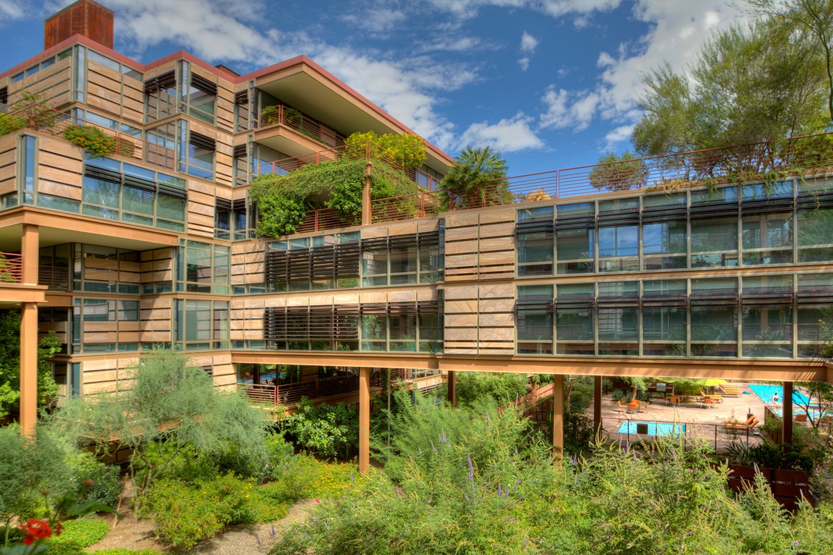 Exterior of Optima Camelview Village in Old Town Scottsdale.