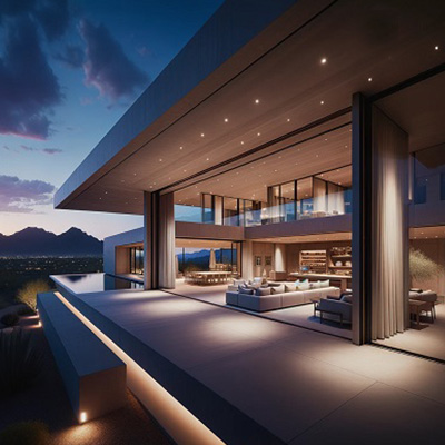 Rendering of a luxury home in the desert.