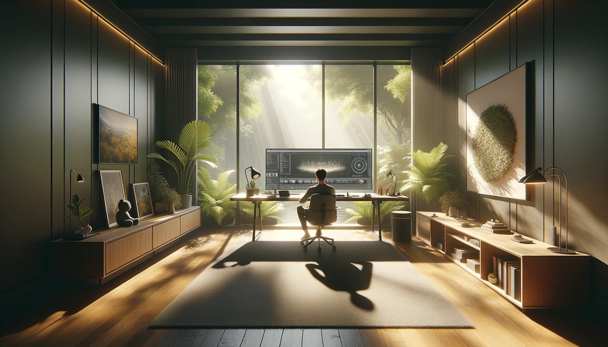 A man in a comfy room consuming content.