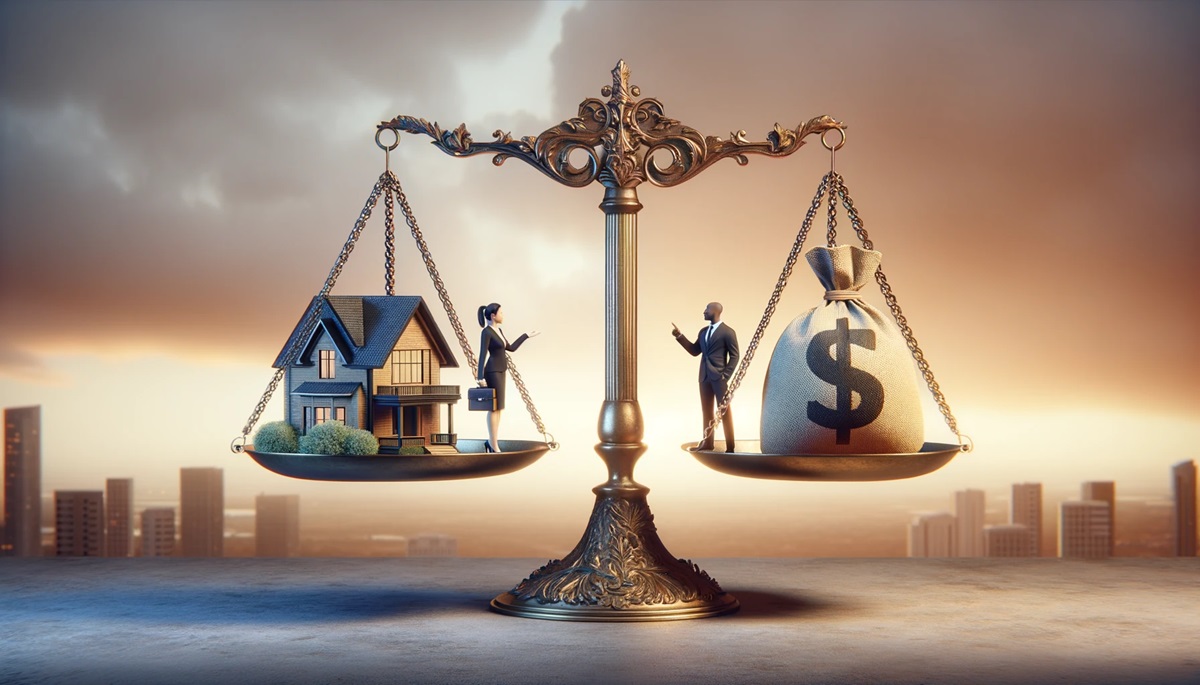 A homeseller and a homebuyer have a standoff.