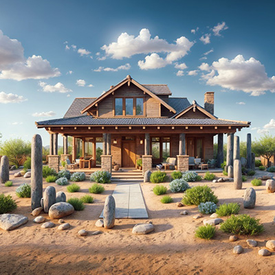 Rendering of a home in the desert.