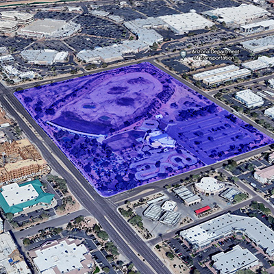 Map image of The Parque's future location in Scottsdale, Arizona.