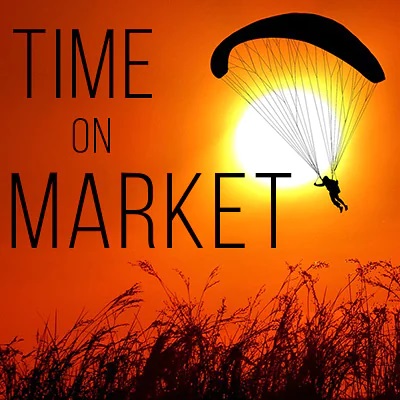A photo saying 'Time On Market' as a parachutist drops from the sky.